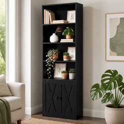 6-Tier Bookshelf Display Cabinet Storage Unit Shelving Organiser Black