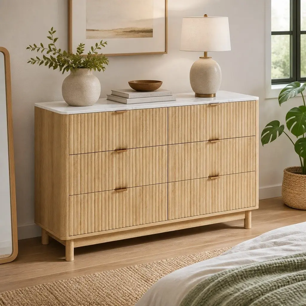 6 Drawer Chest of Drawers Dresser Storage Cabinet Pine Wooden Furniture