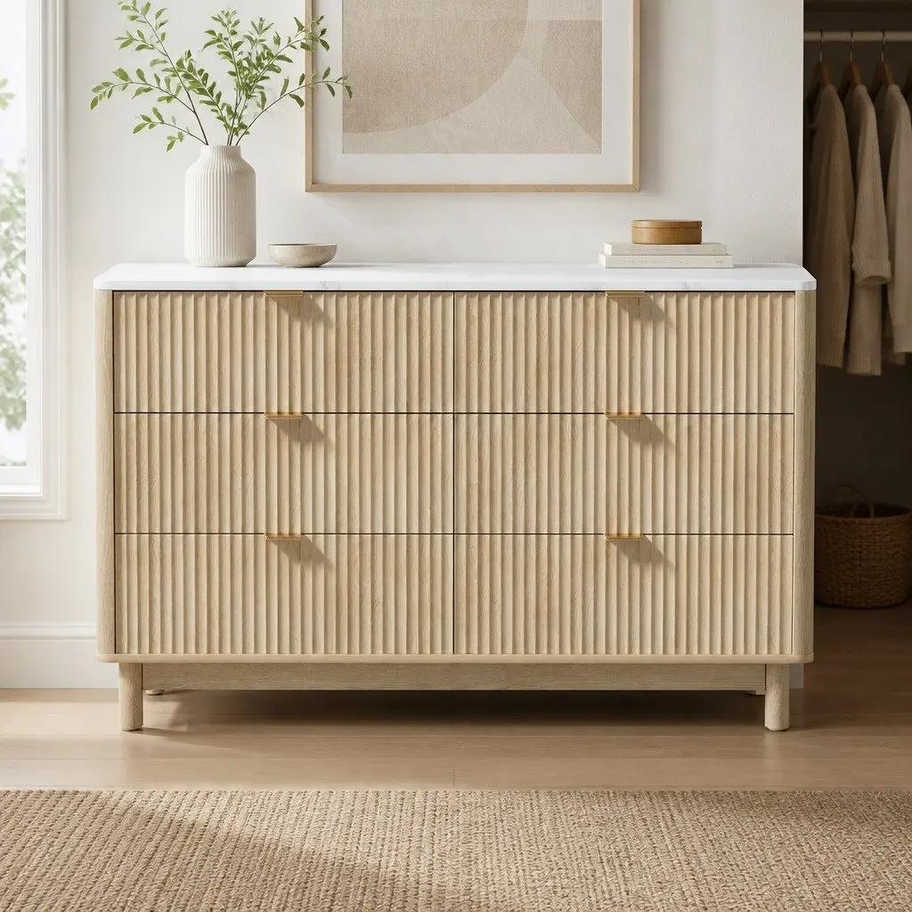 6 Drawer Chest of Drawers Dresser Storage Cabinet Pine Wooden Furniture