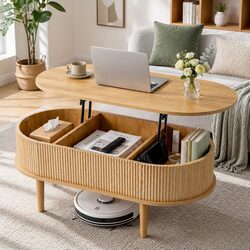 Versatile Oval Coffee Table 100cm with Hidden Storage