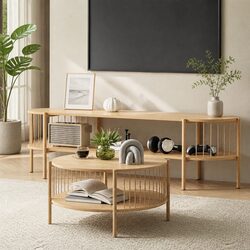 Enhance Your Living Space with Our Pine TV Unit and Coffee Table