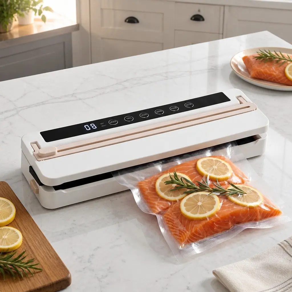Food Vacuum Sealer Machine 110W Auto Seal 6 Modes LED Timer Built-in Cutter