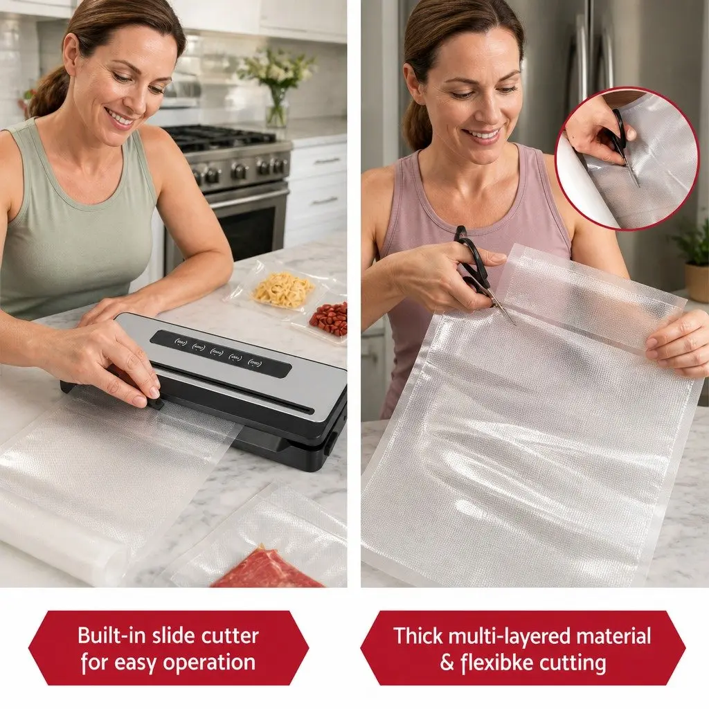 Food Vacuum Sealer Machine 110W Touch Control Cutter Dry Wet Canister Sealing