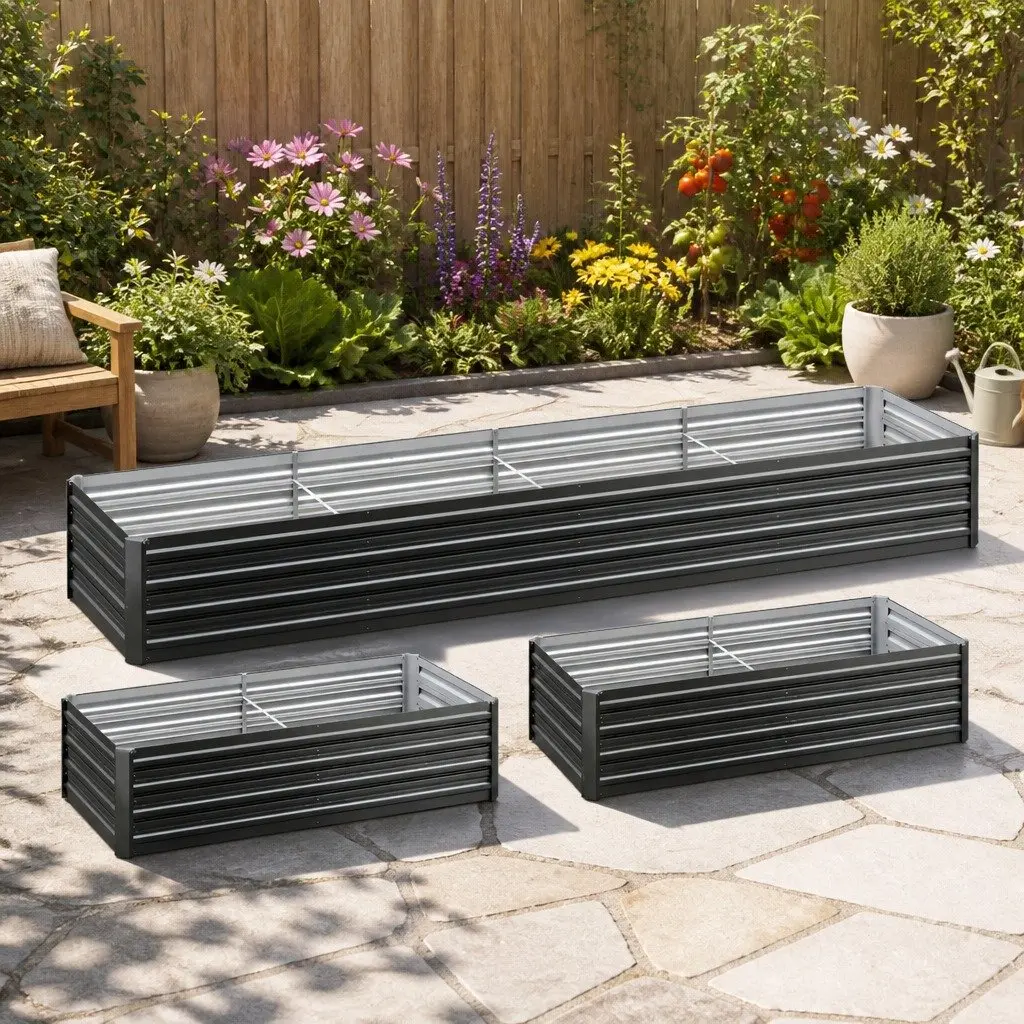 Raised Garden Bed 2-in-1 Kit 45cm Height Galvanised Steel Planter Box