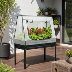 Elevated Garden Bed with Mini Greenhouse: A Space Enhancer