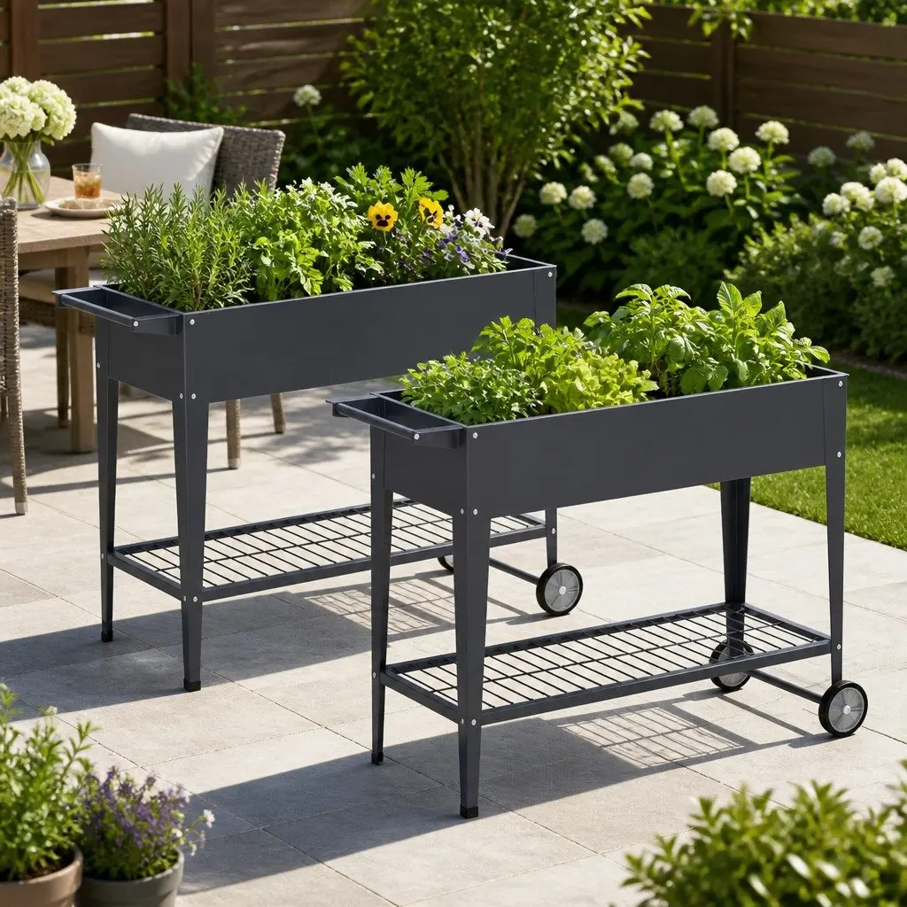 Raised Garden Bed 100x40x80cm Elevated Planter Box Wheeled Container