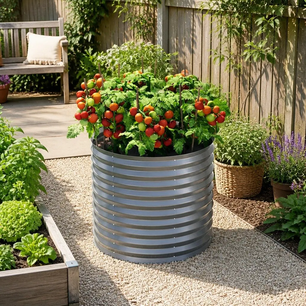 Raised Garden Bed Planter Box 80x68cm Galvanized Steel Construction Weather Resistant