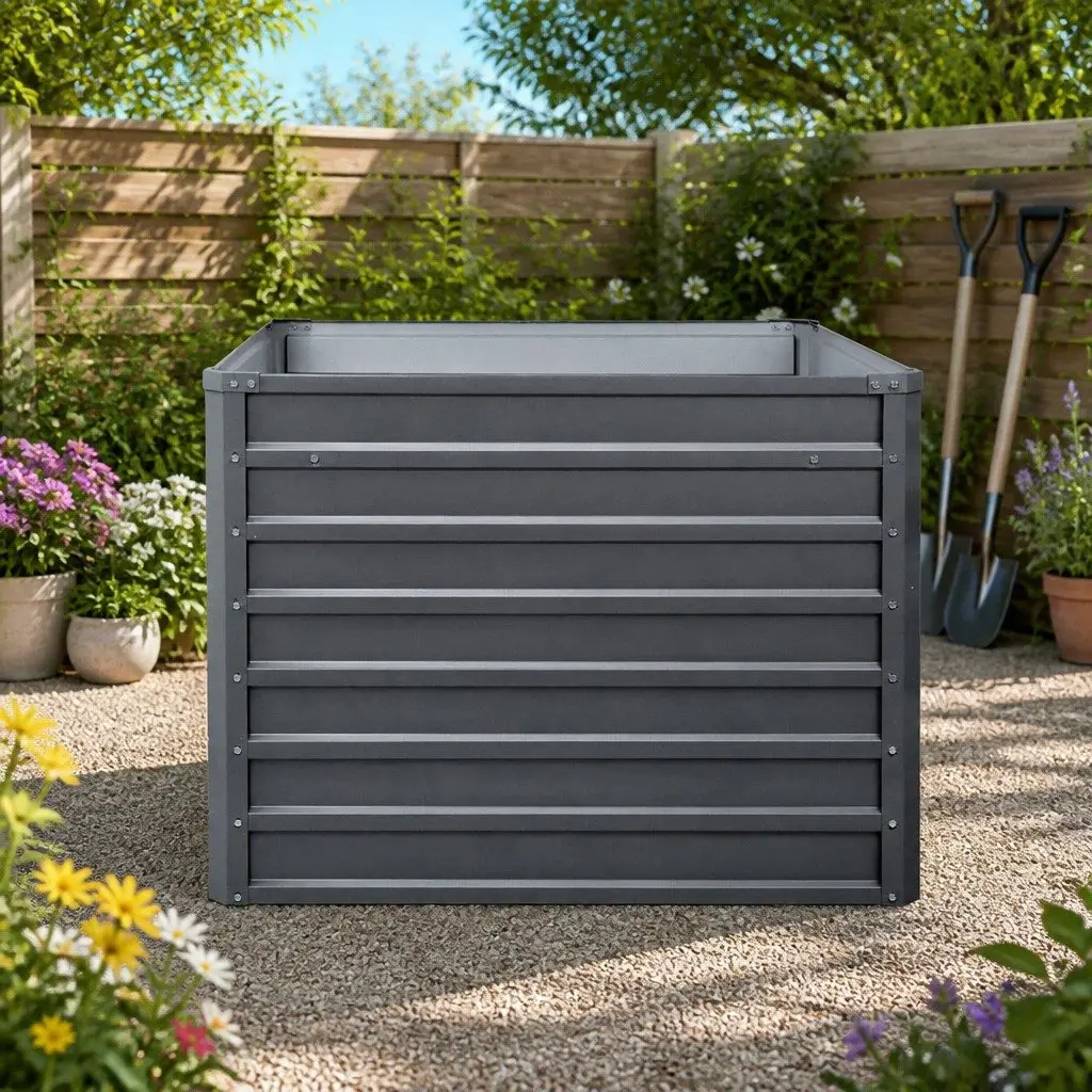 Raised Garden Bed 100x100x77cm Galvanised Steel Planter Box Durable Construction Outdoor
