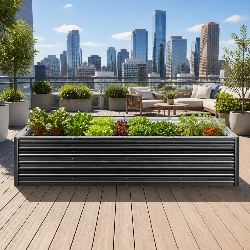 Raised Garden Bed 320cm Extra Deep 77cm 2-in-1 Modular Galvanised Steel Planter Box