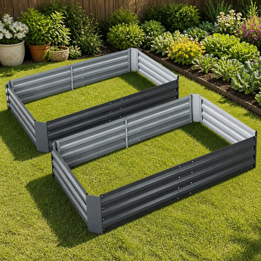 Raised Garden Bed 150x90cm Galvanised Steel Weather Resistant Planter Box