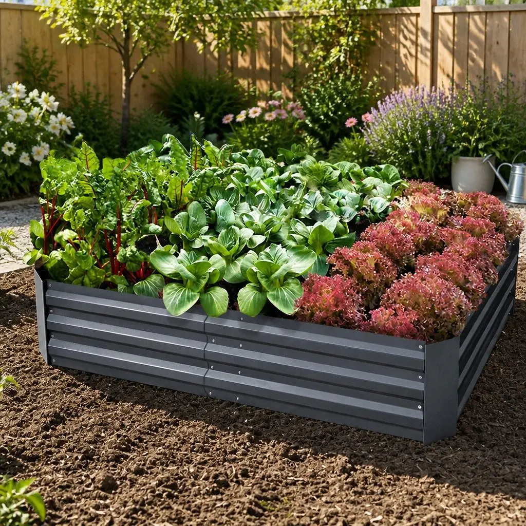 Raised Garden Bed 150x90cm Galvanised Steel Weather Resistant Planter Box
