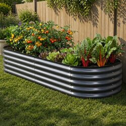 Raised Garden Bed 4 Pack Oval Galvanized Steel Planter Box Kit Vegetables