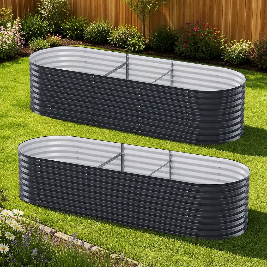 Raised Garden Bed 240cm x 80cm Galvanised Steel Planter Kit Durable Construction