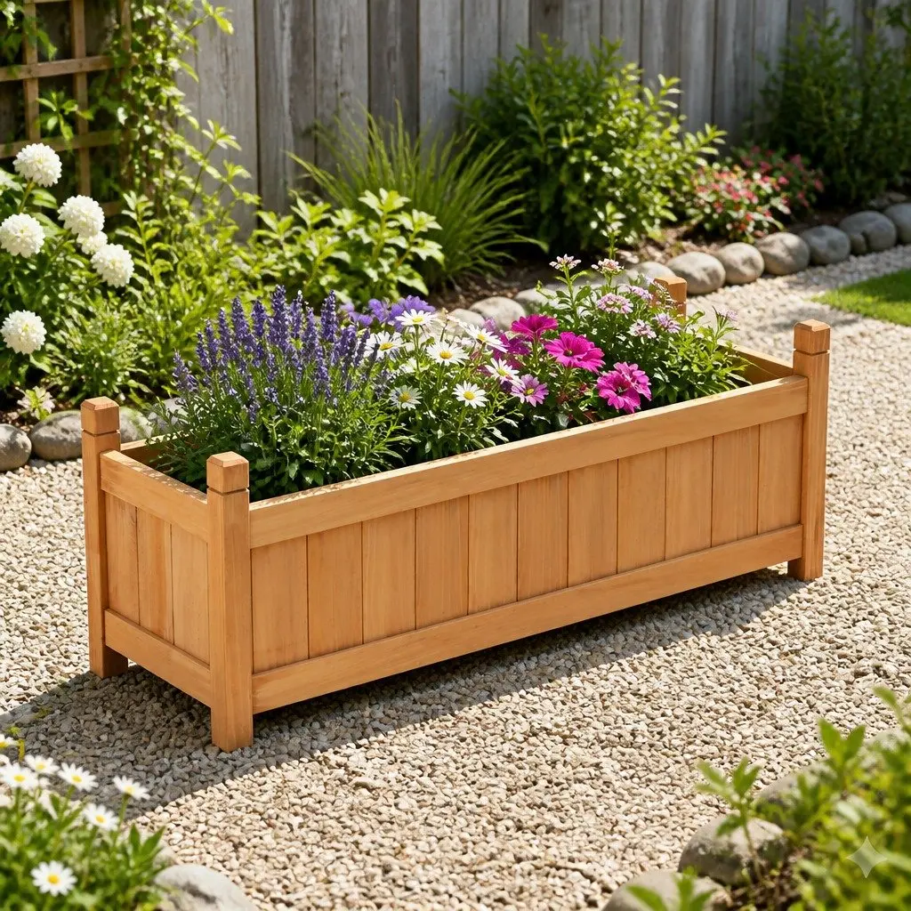 Wooden Garden Bed 90x30x33cm Raised Planter Box for Vegetables Flowers Herbs