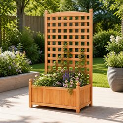 Elegant Raised Garden Bed Planter with Trellis for Your Outdoor Space