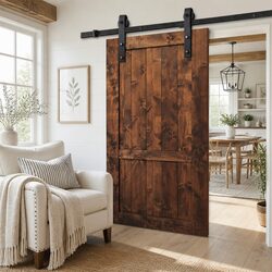 Enhance Your Space with This Black Steel Sliding Barn Door Set