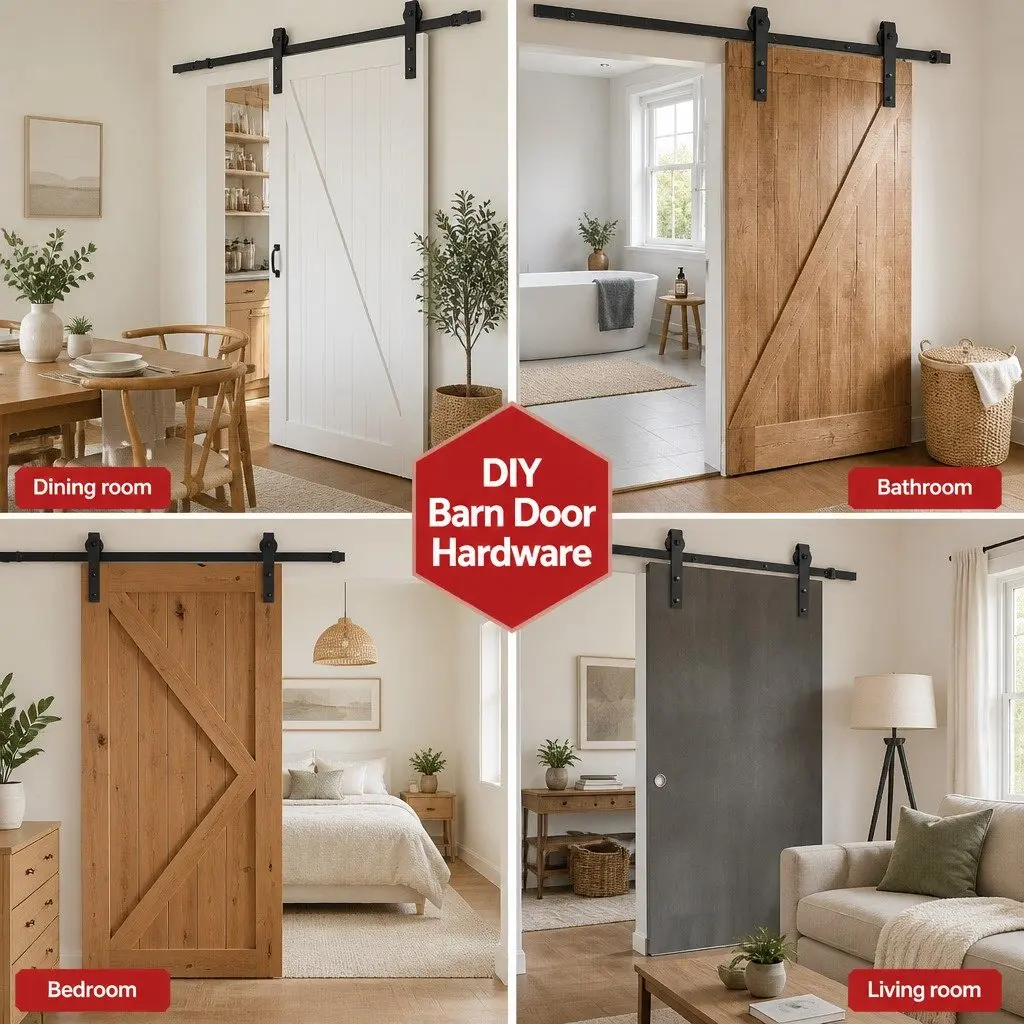 Sliding Barn Door Hardware Track Set 2m Black Steel Smooth Rolling Mechanism