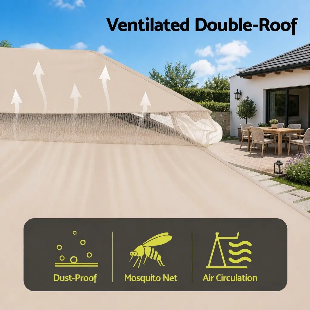 Gazebo 3x4m Outdoor Steel Frame Patio Tent with Mosquito Mesh Curtains