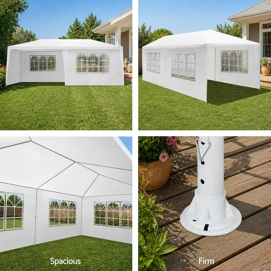 Gazebo 3x6m Outdoor Wedding Party Canopy White UV Resistant Waterproof with Removable Panels