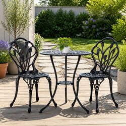 Elevate Your Outdoor Space with 3PC Bistro Set in Black