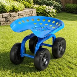 Garden Rolling Seat 360 Swivel Adjustable Height Work Scooter Cart Wheels 150kg