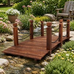 Charming Wooden Garden Bridge Enhancing Your Backyard 160cm