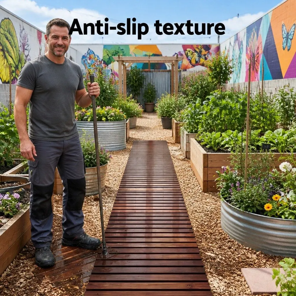 Garden Pathway Roll-Out Walkway 8FT Wooden Anti-Slip Charcoal Outdoor Decking