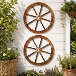 Enhance Your Garden with a 60cm Wooden Wagon Wheel Ornament