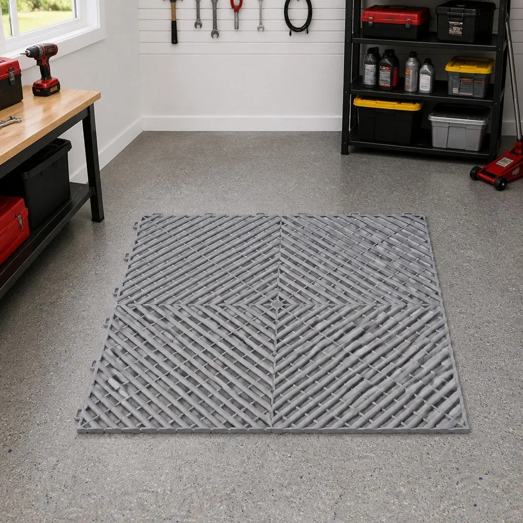 Interlocking Garage Floor Tiles 40x40cm Non-Slip Heavy Duty Grey 20 Piece