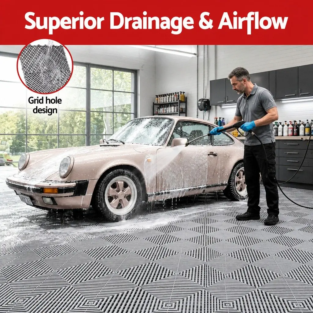Interlocking Garage Floor Tiles 40x40cm Non-Slip Heavy Duty Grey 20 Piece