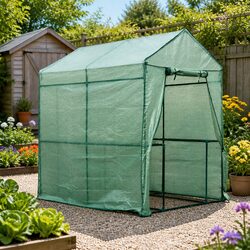Walk-in Greenhouse Tunnel 1.9M High Garden Plant Shed Roll-up Door 8 Shelves