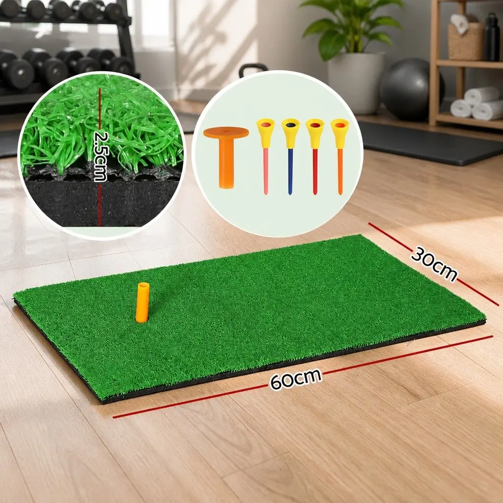 Golf Hitting Mat 60x30cm Portable Training Aid Non-Slip Base Indoor Outdoor Use