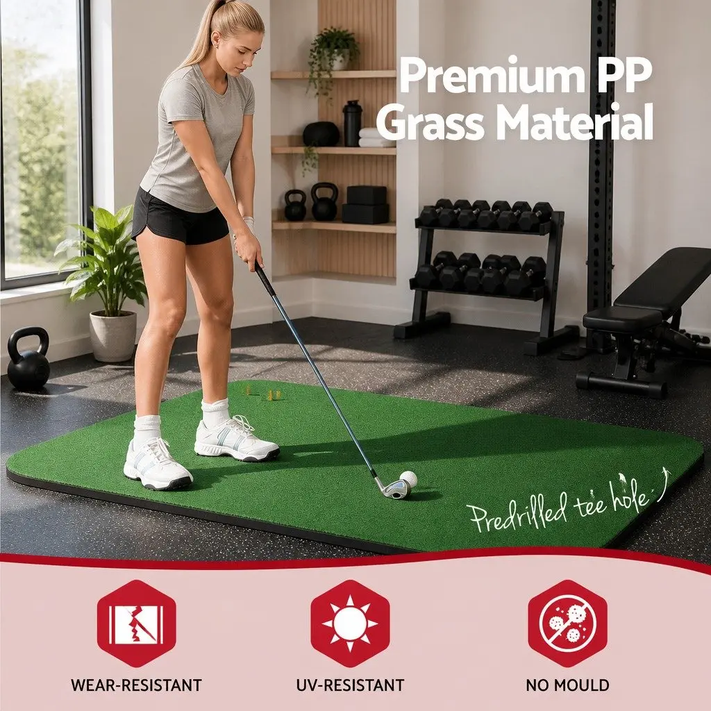 Golf Hitting Mat 150x150cm Portable Indoor Outdoor Training Grass Surface