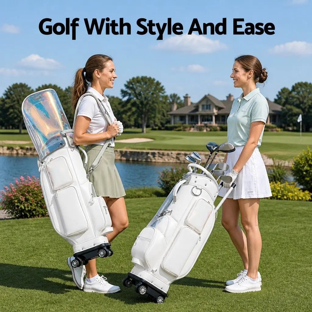 Golf Cart Bag Rolling Buggy with Spinner Wheels and Telescopic Handle