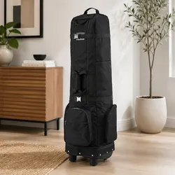 Black Golf Travel Bag with Wheels for Effortless Packing