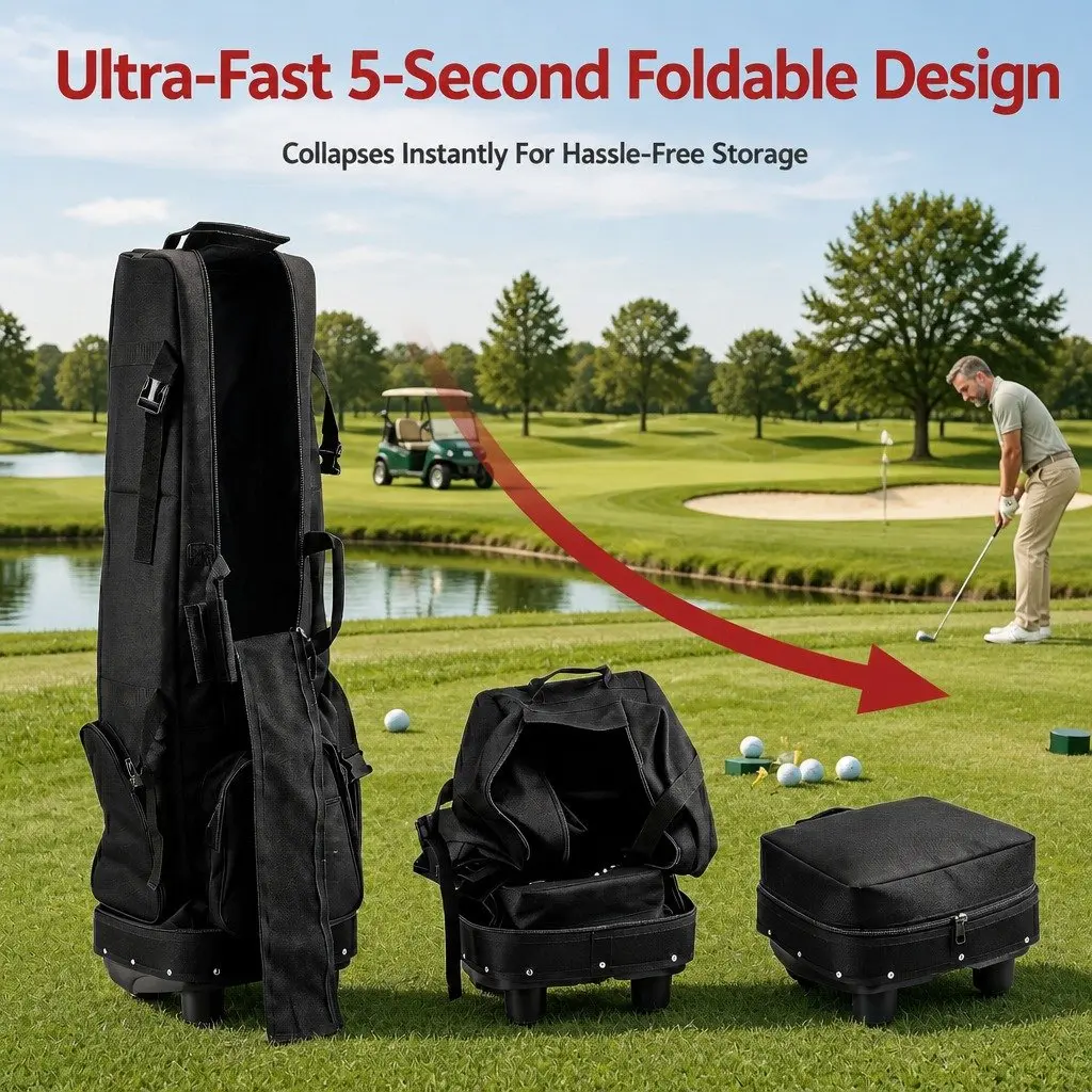 Golf Travel Bag 138cm Foldable Soft Case with Wheels for Airline Use Black