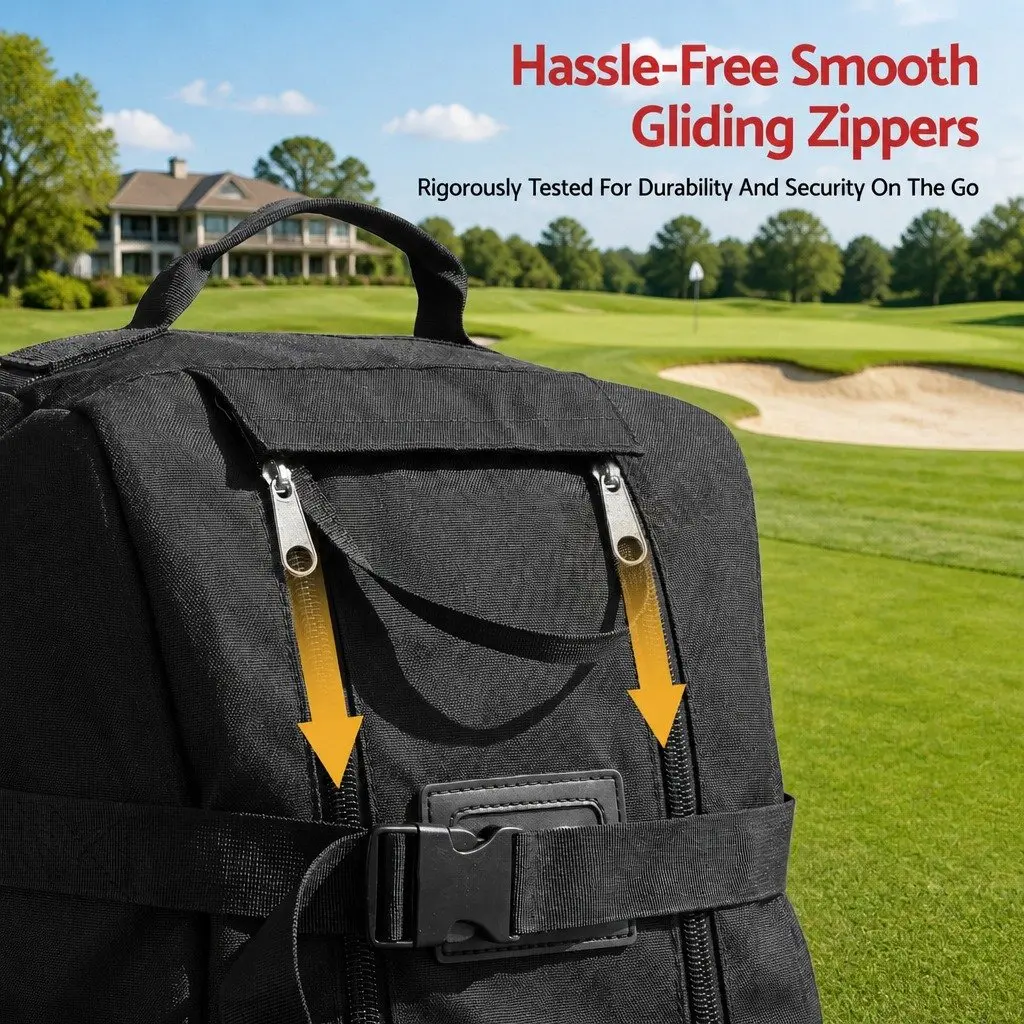 Golf Travel Bag 138cm Foldable Soft Case with Wheels for Airline Use Black