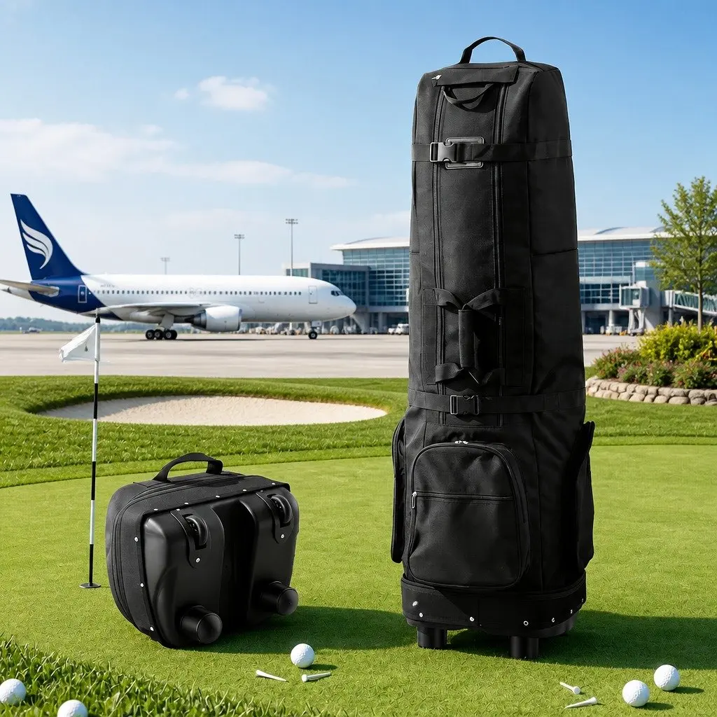 Golf Travel Bag 138cm Foldable Soft Case with Wheels for Airline Use Black