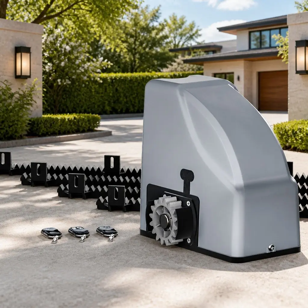 Electric Automatic Sliding Gate Opener 4M 800KG Remote Control Gentle Start Stop Obstruction Detection Auto-Close Timer Emergency Release Key
