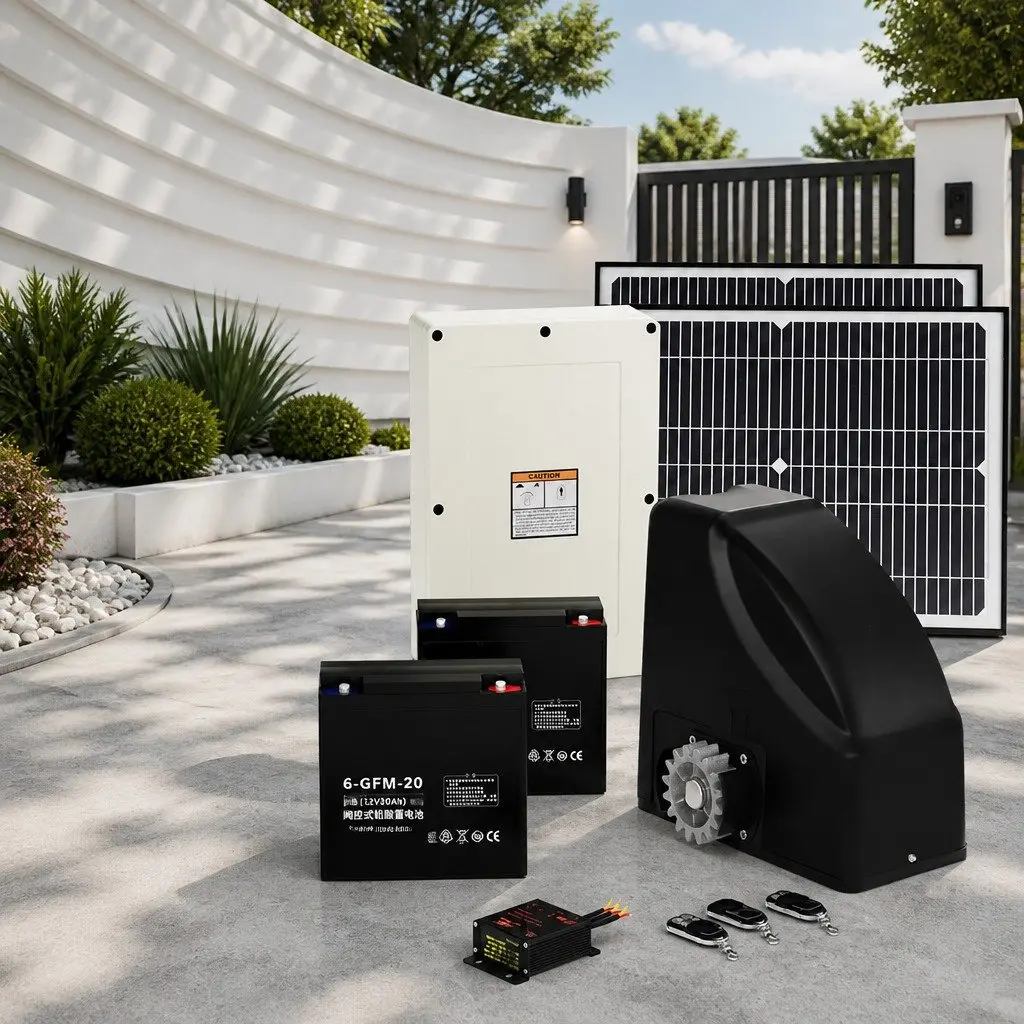 Solar Automatic Gate Opener 600kg Capacity Remote Control 40W Black