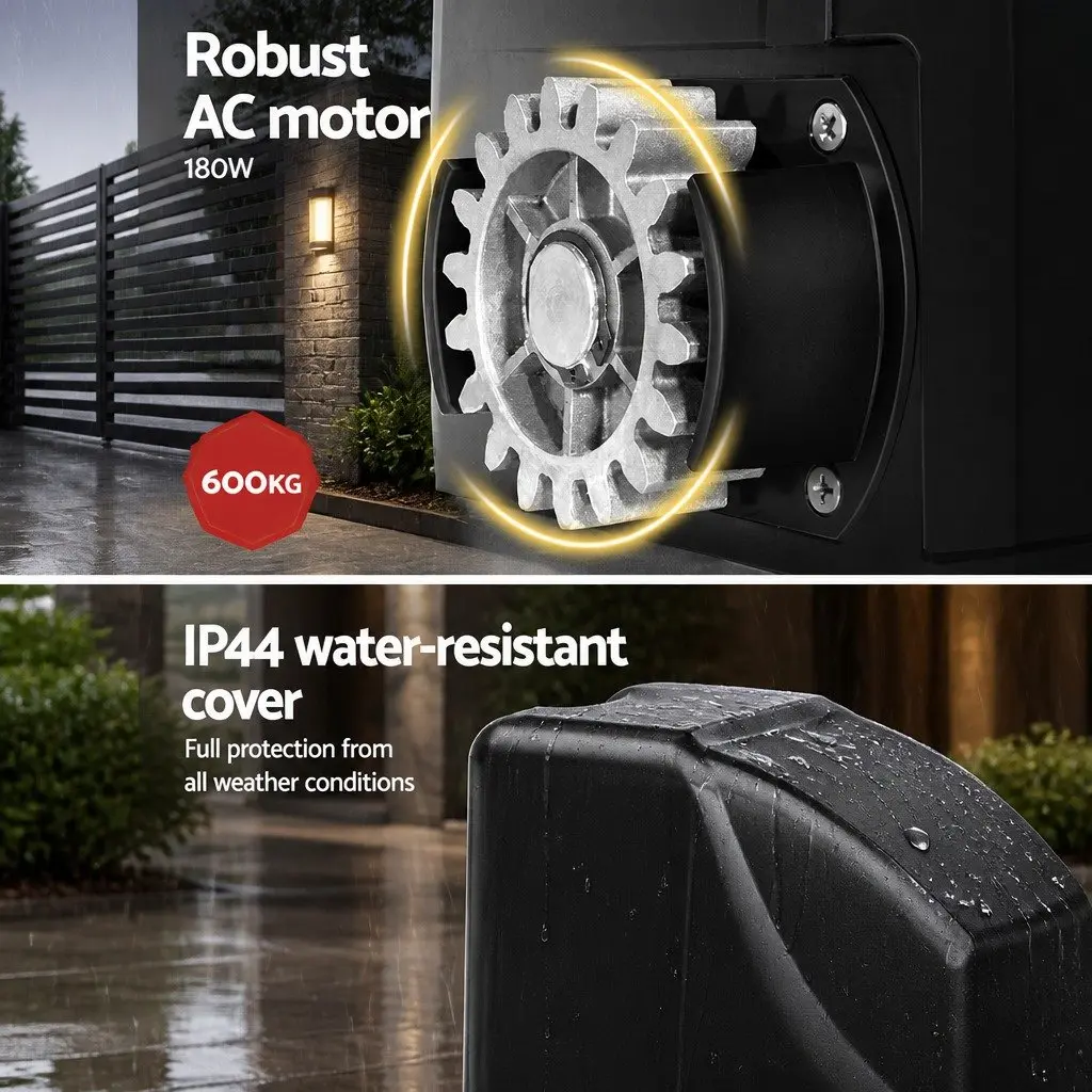 Automatic Sliding Gate Opener Kit 6M 600KG Solar-Powered with Remote Controls