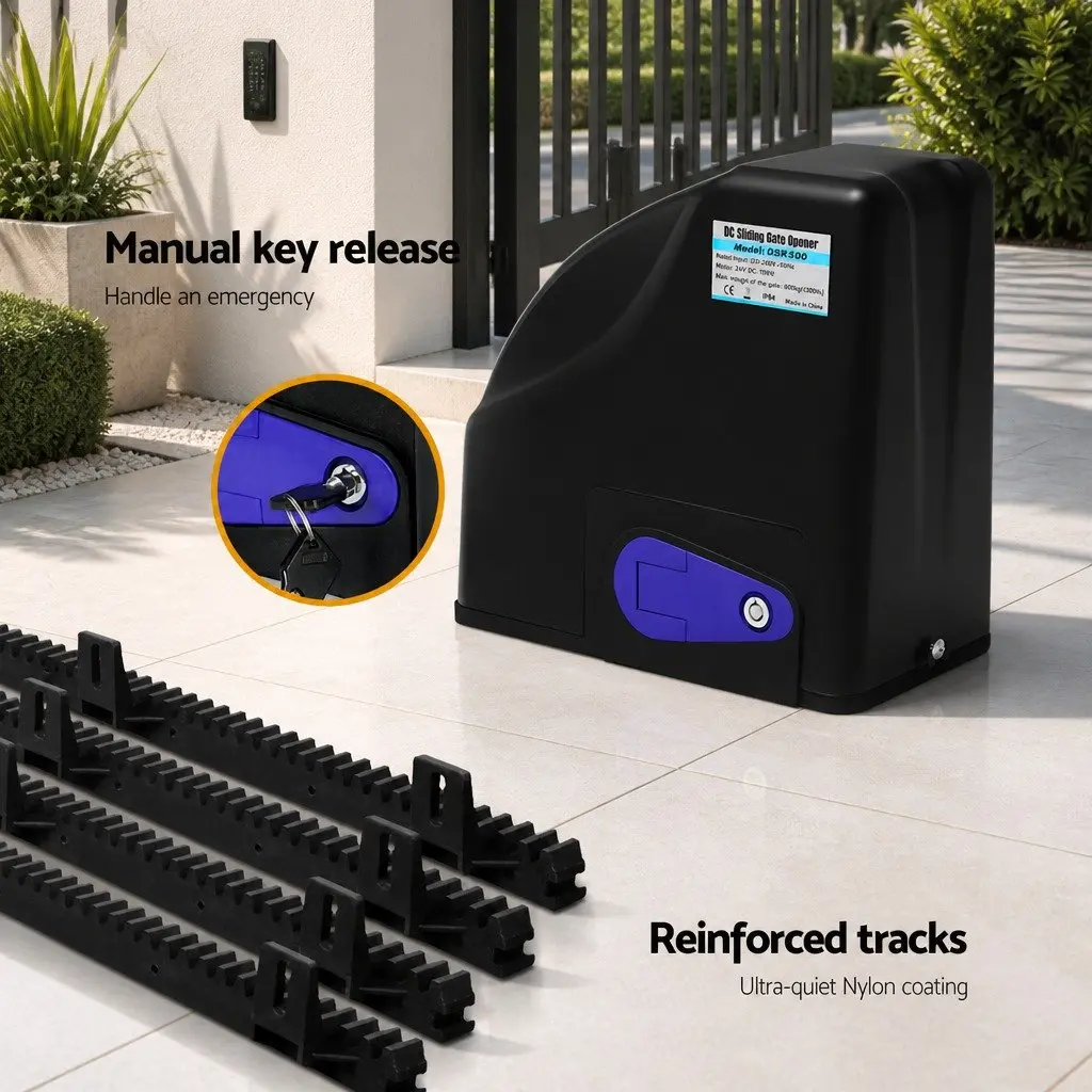 Automatic Sliding Gate Opener Solar Powered 600kg Capacity Remote Control