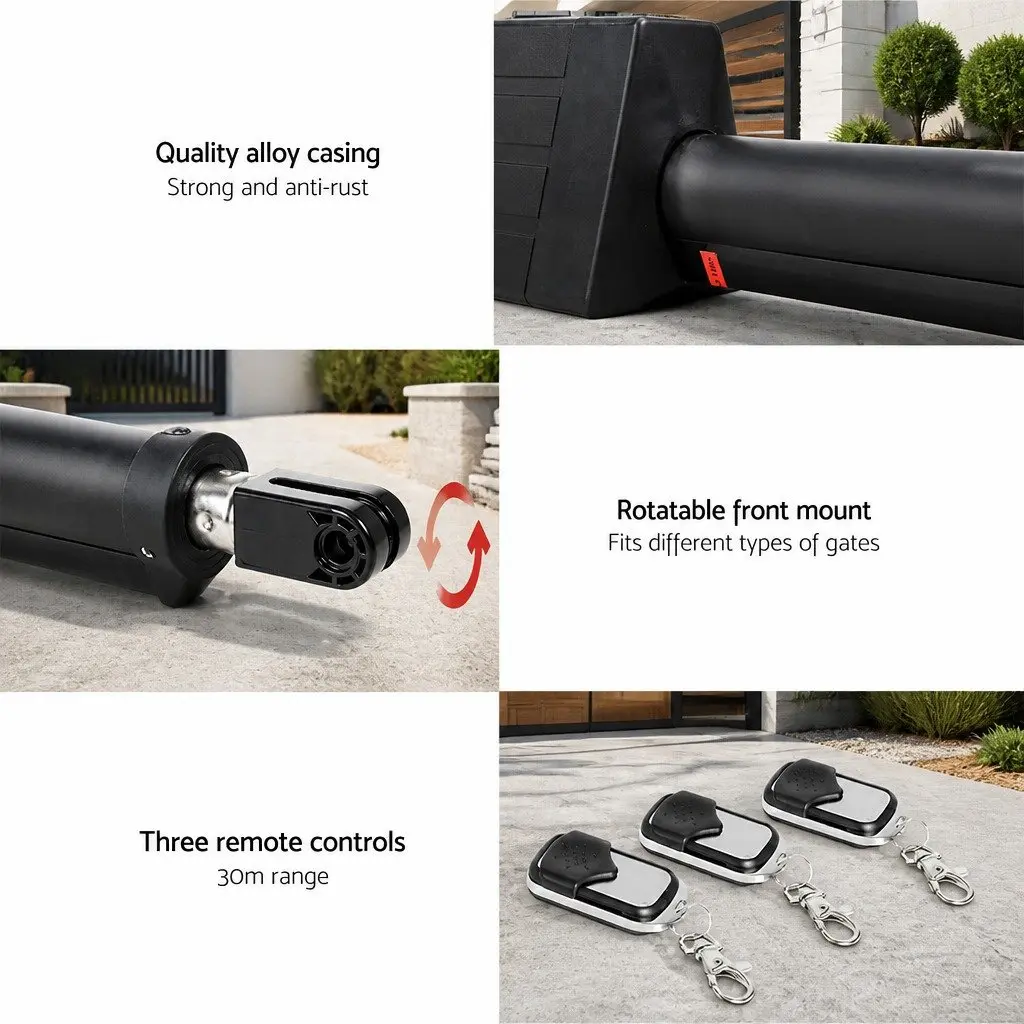 Electric Gate Opener 300kg 5m Automatic Remote Control with Obstruction Detection and Programmable Auto-Close Feature