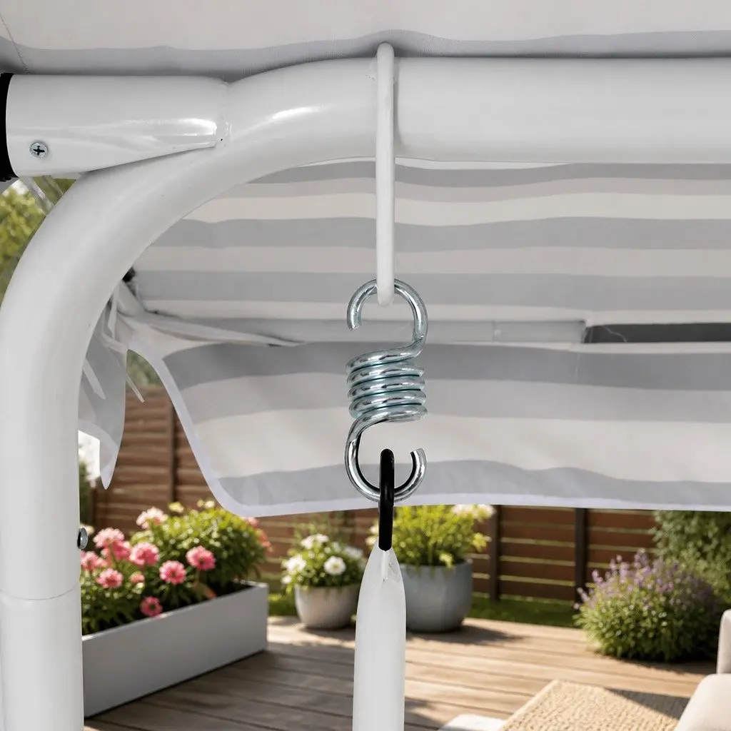 Outdoor Swing Chair 3 Seater Adjustable Canopy Water-Resistant Powder-Coated Steel Frame