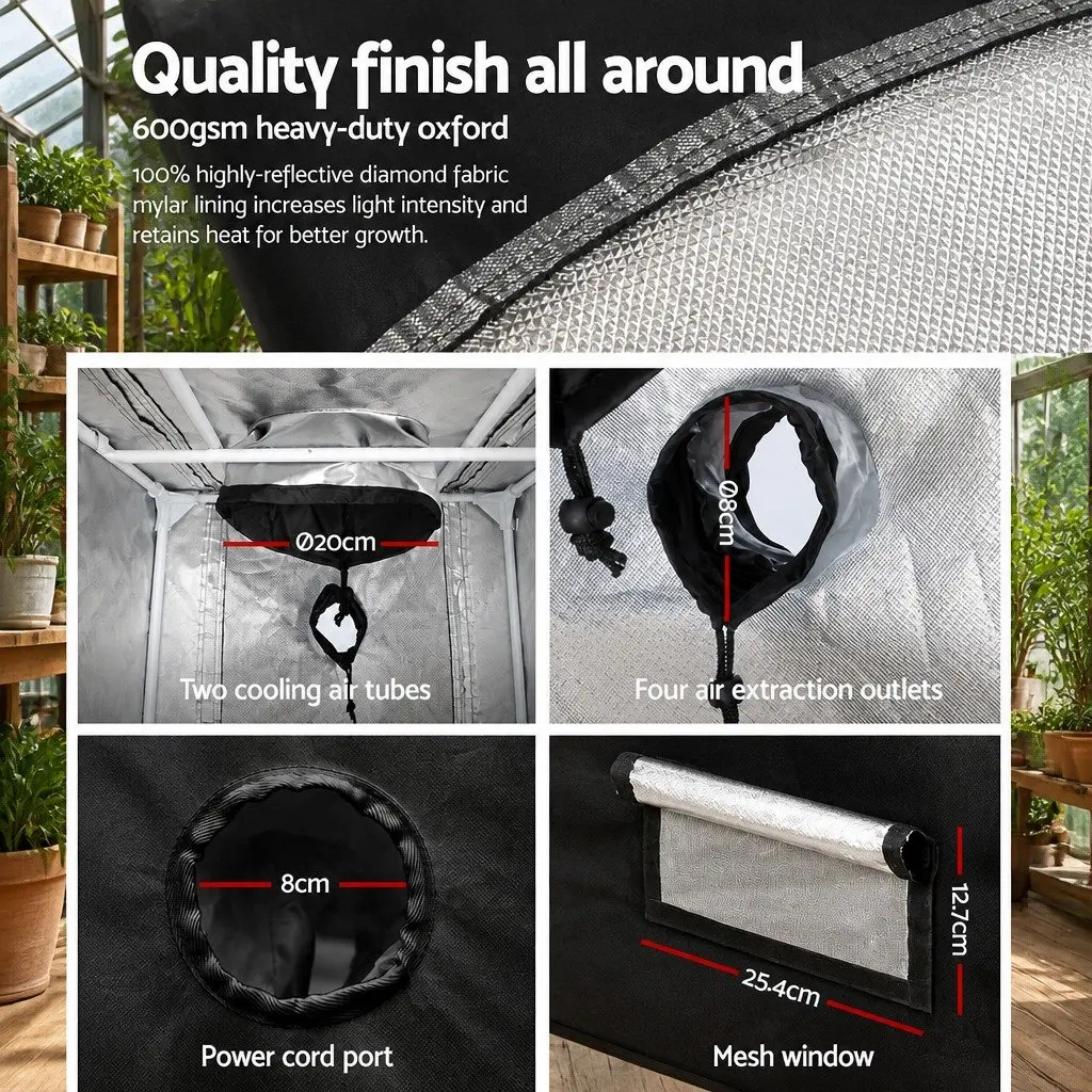 Grow Tent 60x60x90cm Hydroponics Indoor Plant Room System Black Steel Frame
