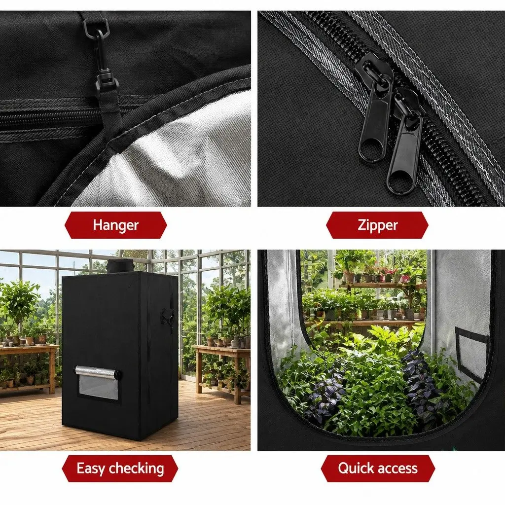 Grow Tent 60x60x90cm Hydroponics Indoor Plant Room System Black Steel Frame