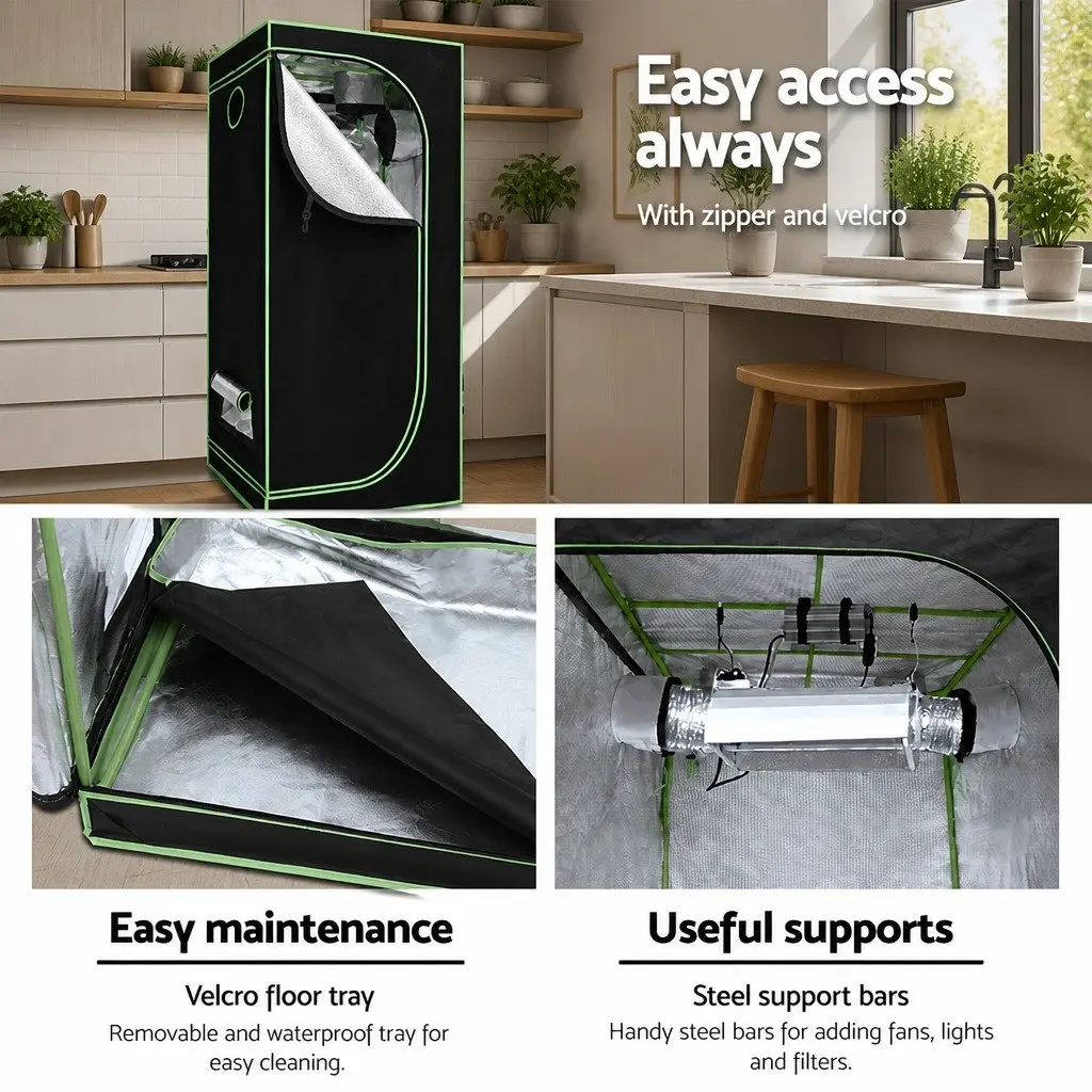 Grow Tent 70x70x160cm Indoor Hydroponics System Portable with Strong Steel Frame and Multiple Ventilation Options