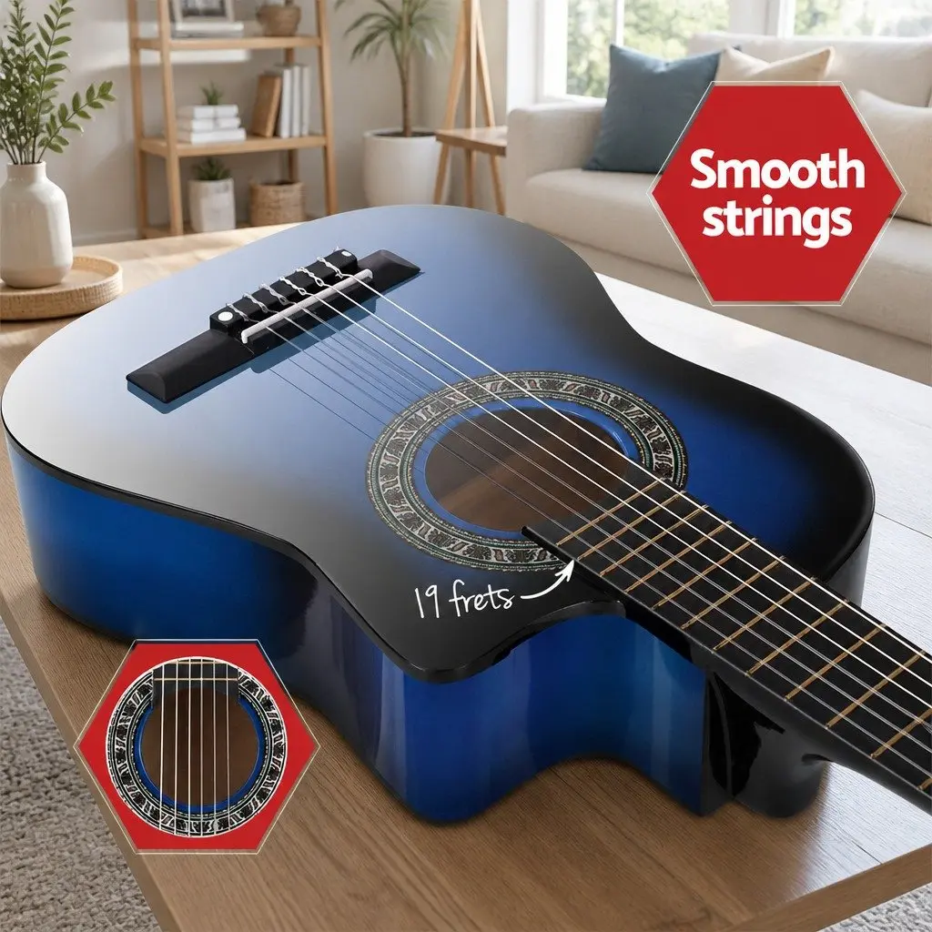 34 Inch Classical Guitar Wooden Body Nylon String Compact Size Suitable for Beginners Kids