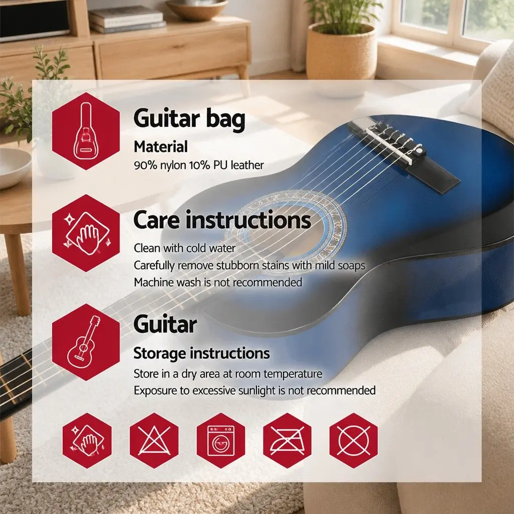 34 Inch Classical Guitar Wooden Body Nylon String Compact Size Suitable for Beginners Kids