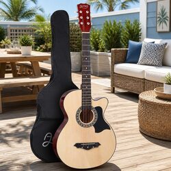 38 Inch Natural Wood Acoustic Guitar - Perfect for Singalongs